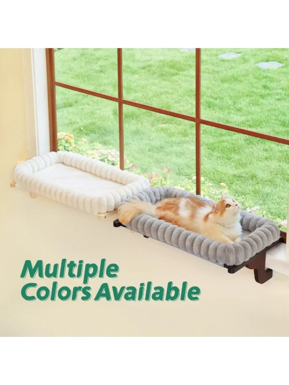 Cozy Cat Window Perch with Bolster - Orthopedic Hammock & Solid Frame, Medium